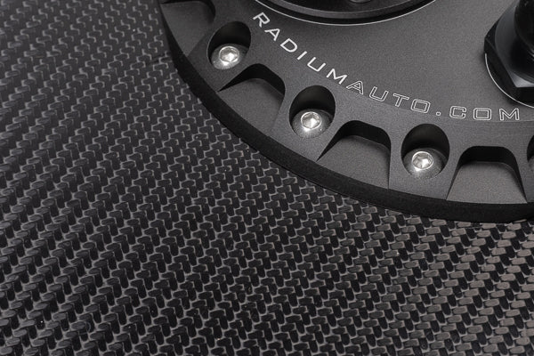Radium carbon fiber fuel cell lid 2x2 twill weave detail