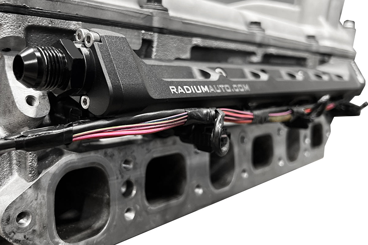 Radium VR6 fuel rail installed on 2.8L 24V head