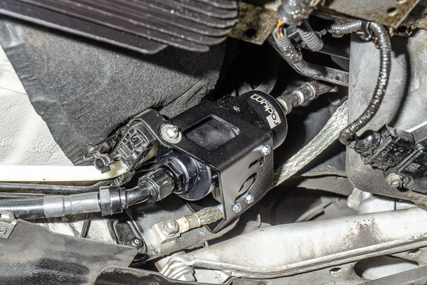 Radium BMW E9X fuel filter mount installed location 20-1475