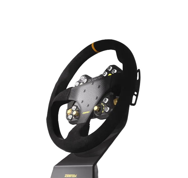 Zestek SCX Pro racing steering wheel hub for Universal mounted to a 330mm suede wheel with RGB buttons and magnetic paddle shifters at Tuned By Shawn