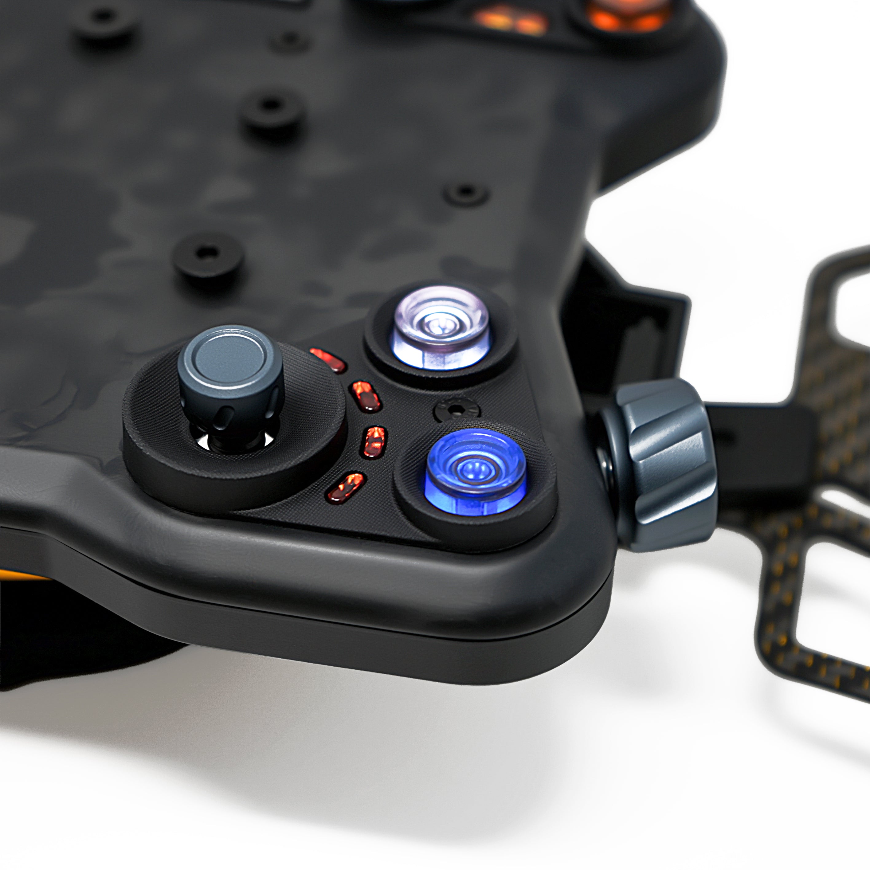 Zestek SCX racing steering wheel hub for Mitsubishi with RGB buttons and magnetic paddle shifters at Tuned By Shawn