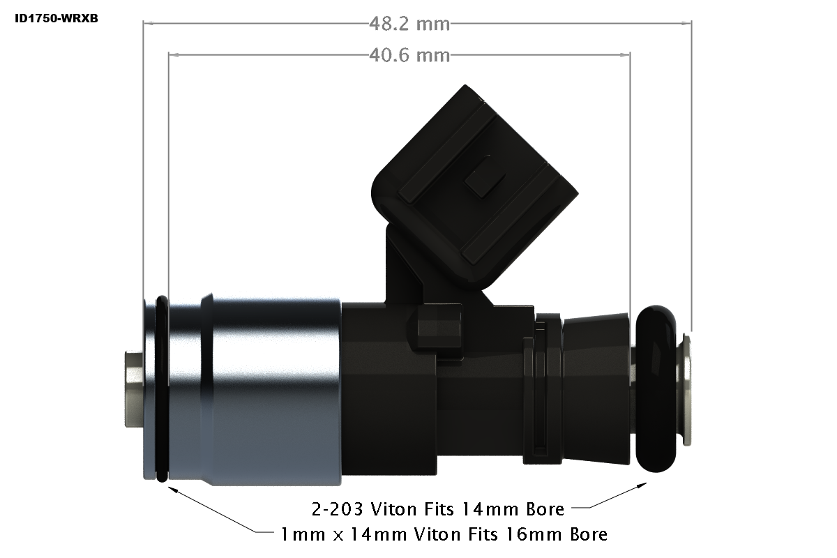 ID1750-XDS injector dimensional drawing, WRX bottom adapter