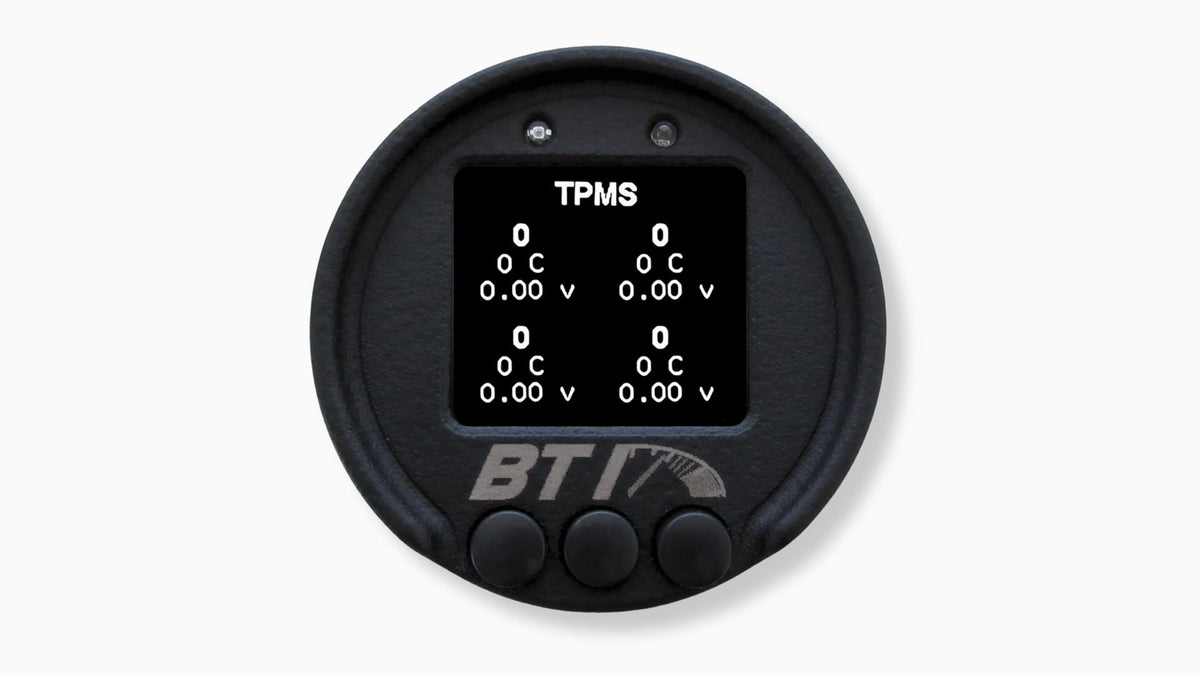 BTI 52mm CAN gauge TPMS screen for four tire pressures, temperatures and sensor voltages, TPMS kit sold separately, Tuned By Shawn