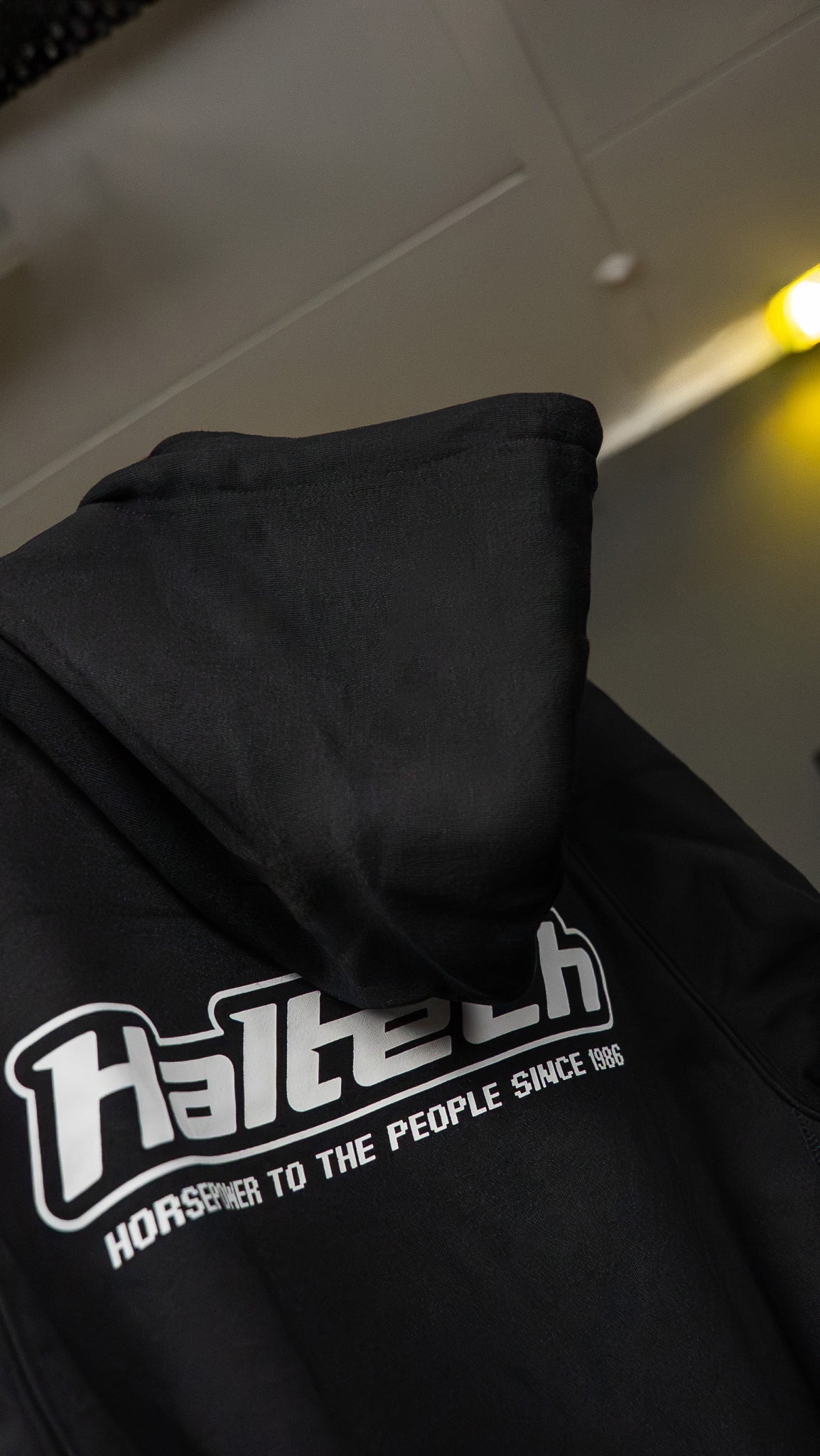 Haltech New Classic Hoodie - Black with White Logo (view 4)