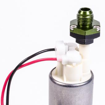 Radium 20-0599 tall pump outlet adapter with black fitting, sold by Tuned By Shawn