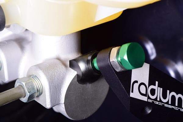 Radium brace installed against WRX master cylinder, sold by Tuned By Shawn