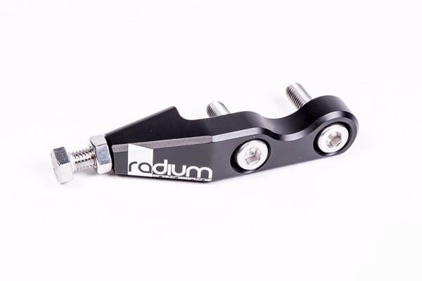 CNC machined Radium clutch fork stop with stainless adjustment screw, sold by Tuned By Shawn