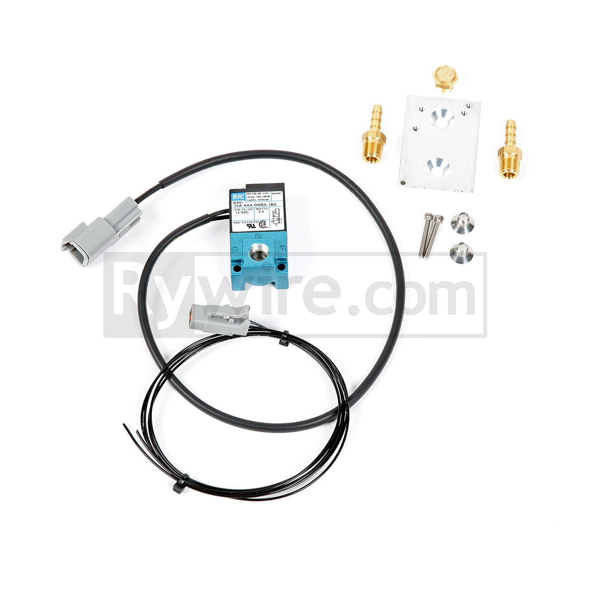 Rywire 4-port boost solenoid kit with billet aluminum bracket, fittings and muffler, sold by Tuned By Shawn