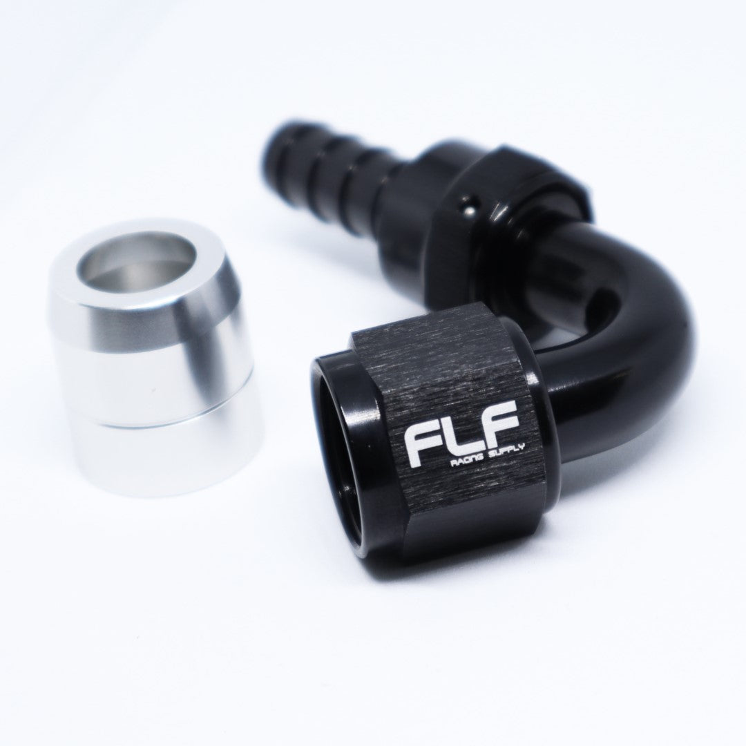 FLF Crimp-On Swivel Hose End - 120 Degree AN