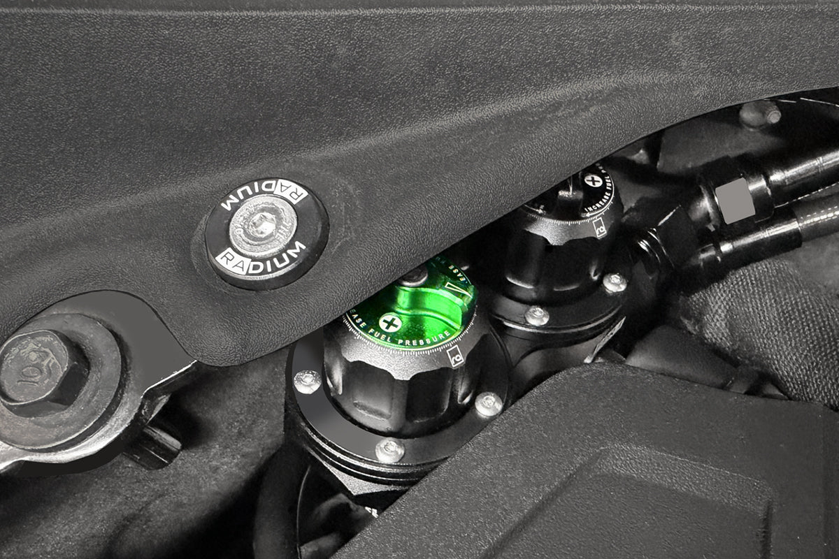 Radium Mustang dual fuel pressure regulator installed 20-1817