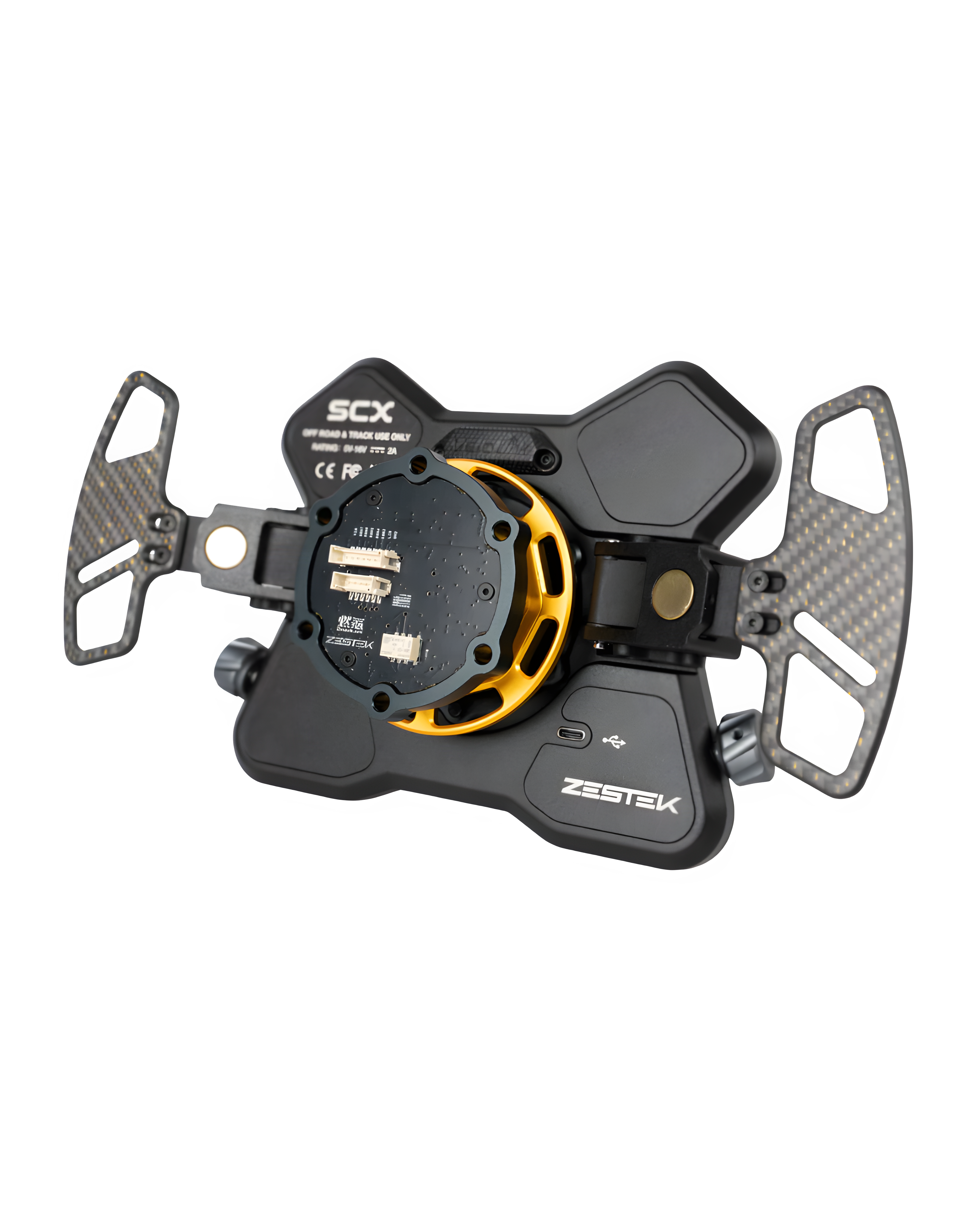 Rear of the Honda SCX hub showing the concealed OEM adapter and CAN harness connection, Tuned By Shawn