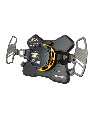 Rear of the BMW SCX hub showing the concealed OEM adapter and CAN harness connection, Tuned By Shawn