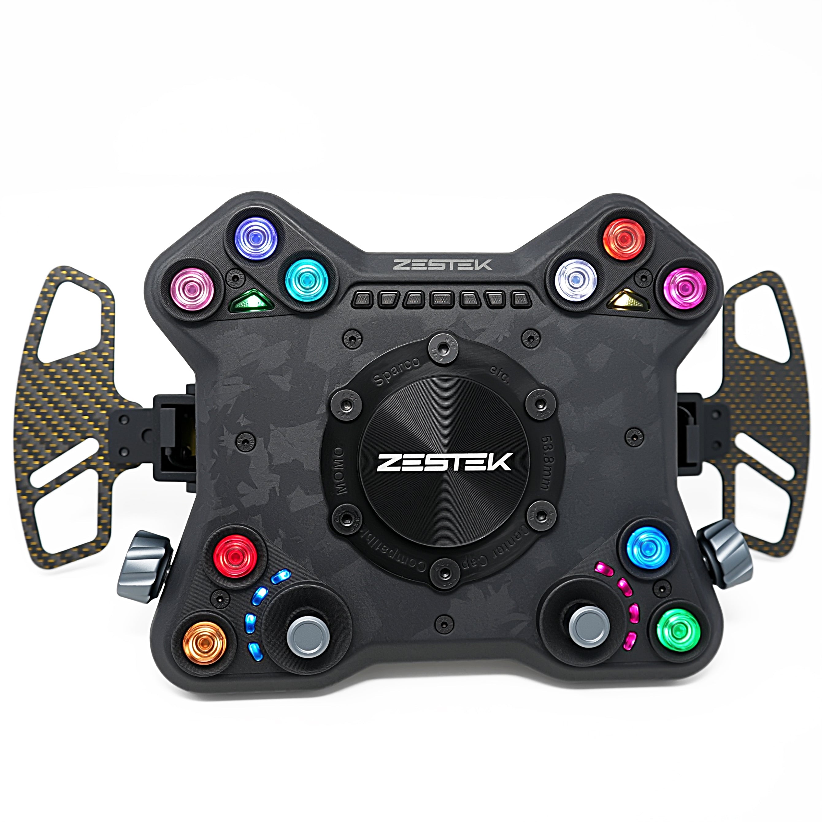 Front view of the Ford Zestek SCX hub carbon fiber composite panel, sold by Tuned By Shawn