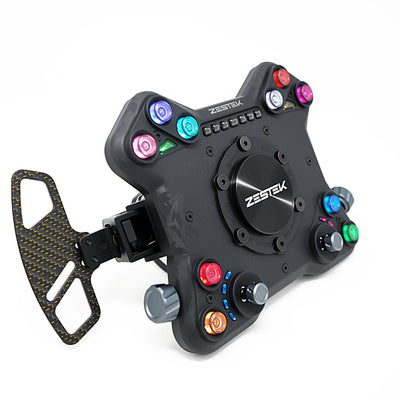 Zestek SCX hub for BMW mounted to a 330mm racing wheel with pogo-pin quick release, Tuned By Shawn authorized dealer