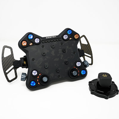 Zestek SCX racing steering wheel hub for Mitsubishi with RGB buttons and magnetic paddle shifters at Tuned By Shawn