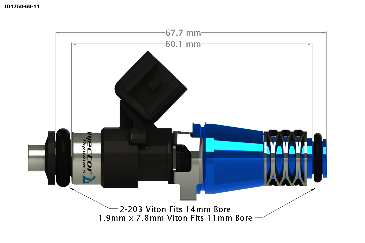 Injector Dynamics ID1750-XDS Fuel Injectors | Set of 4 | Multiple EVO / DSM Fitments (1750.60.11.D.4)