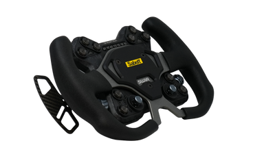 Variable rubber grip zones on the Sabelt SW1-R 295mm racing wheel, sold by Tuned By Shawn