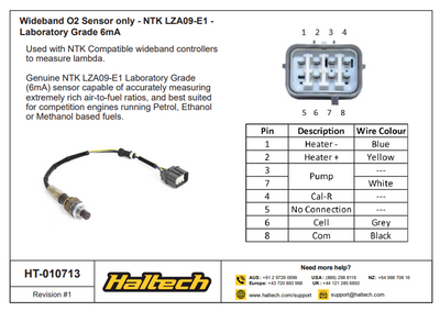 Wideband O2 Sensor NTK LZA09-E1 - Laboratory Grade 6mA