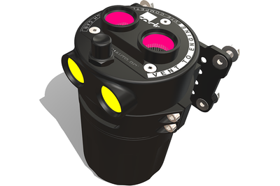 Radium VTE catch can converted to dual inlet outlet ports