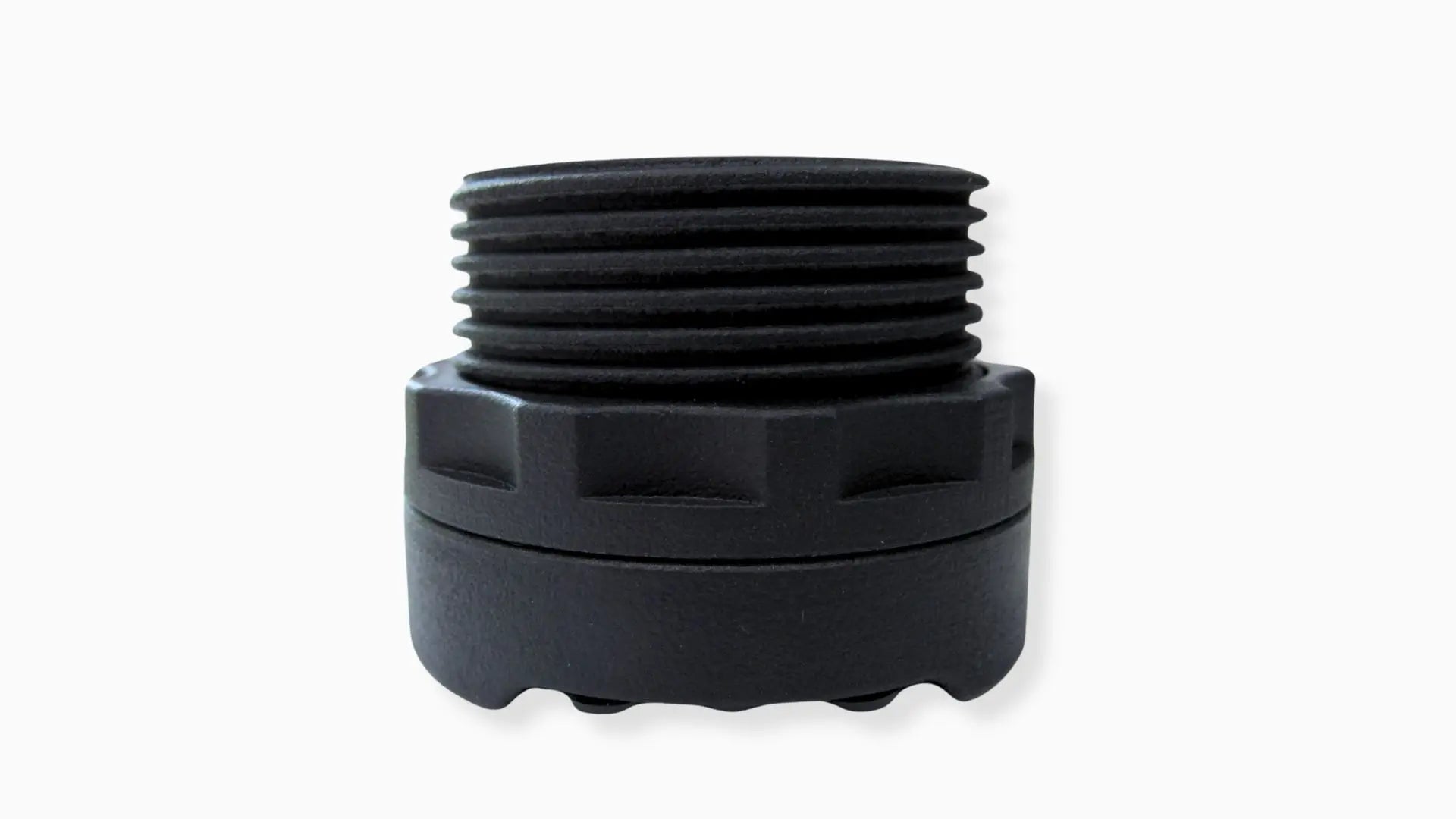 Rear of the BTI 52mm CAN gauge showing the threaded body and 52mm mounting nut for panel installs, Tuned By Shawn