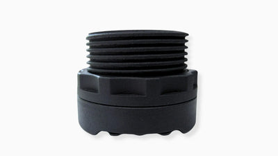 Rear of the BTI 52mm CAN gauge showing the threaded body and 52mm mounting nut for panel installs, Tuned By Shawn