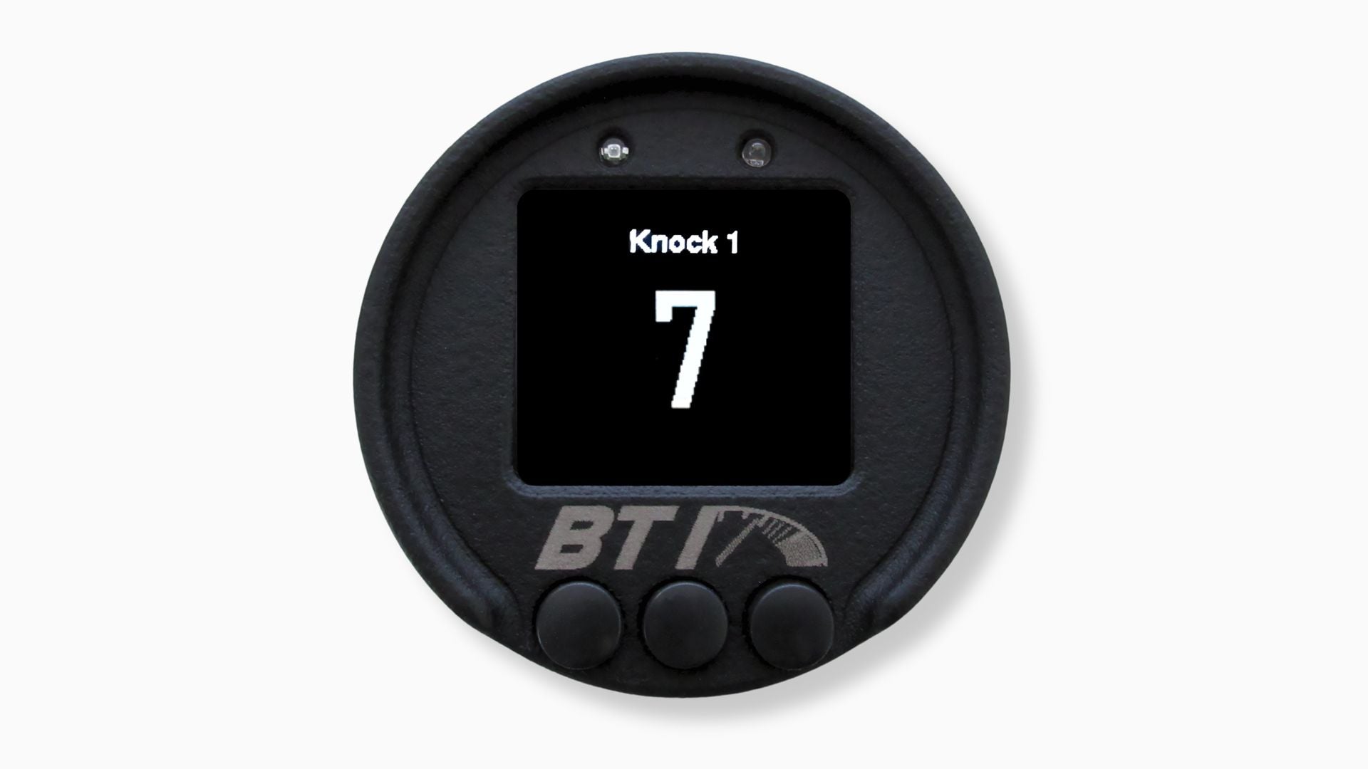 BTI 52mm CAN gauge single parameter screen showing engine knock count, Tuned By Shawn