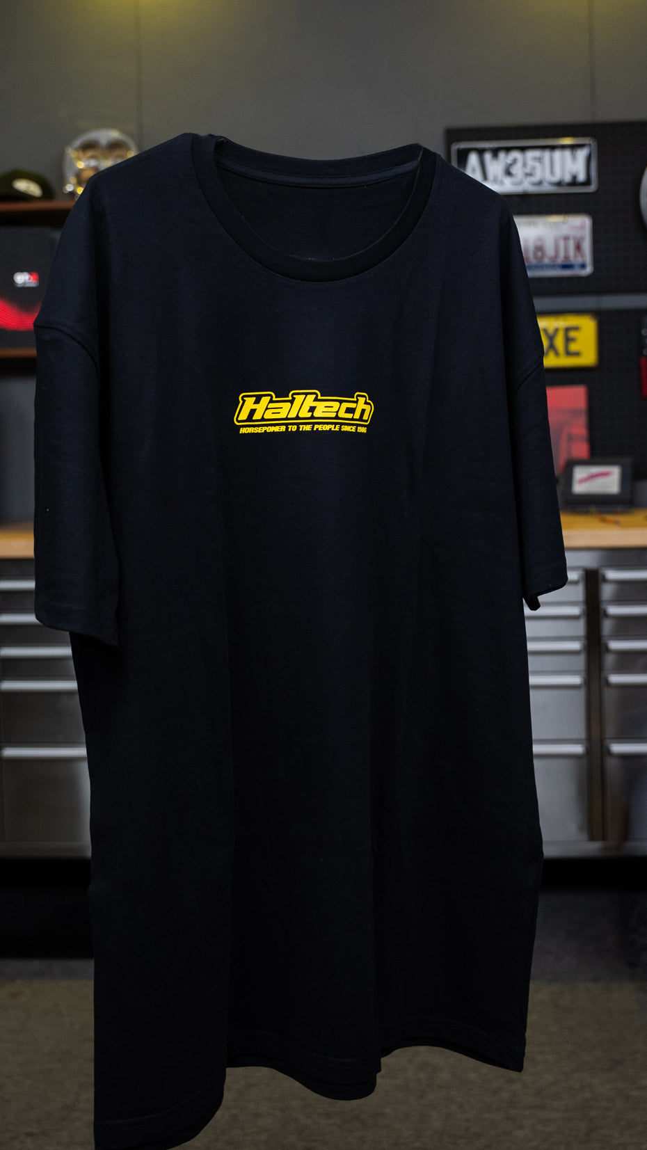 Haltech New Classic T-Shirt - Black with Yellow Logo