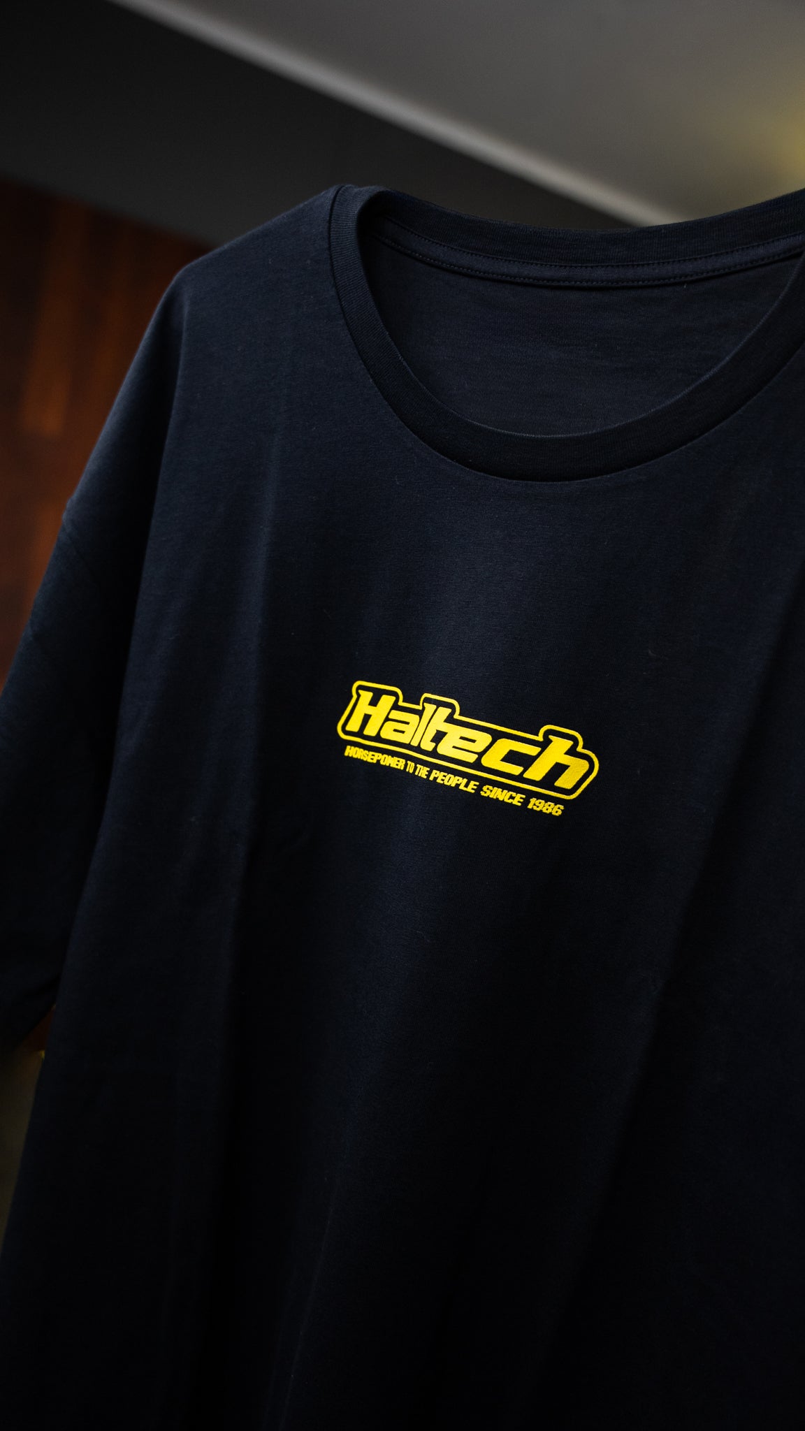 Haltech New Classic T-Shirt - Black with Yellow Logo (view 4)