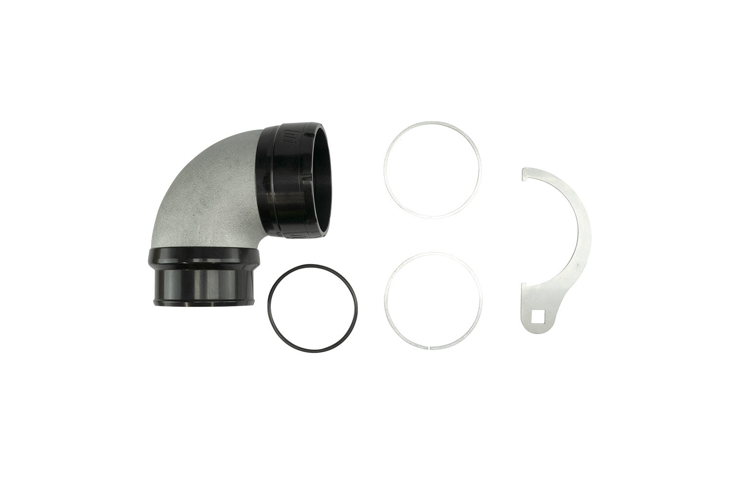 LockSleeve Turbo Adapter Compressor Outlet 2.50" to 90 Elbow Hose Barb 2.50"