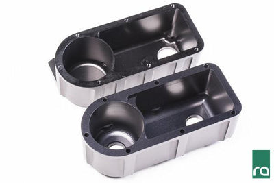 Cast aluminum Radium swirl tank in S550 engine bay, Tuned By Shawn