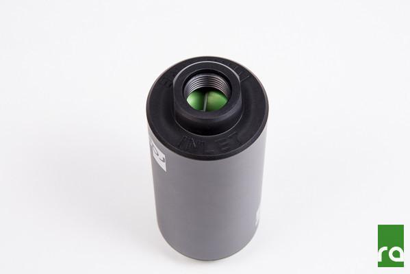 Radium 10 micron stainless fuel filter with check valve, sold by Tuned By Shawn
