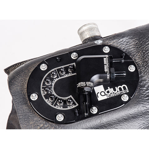 Radium drop-in Subaru hanger with OEM sender retained, Tuned By Shawn