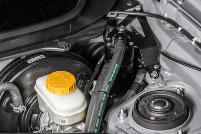 Radium Fluid Lock catch can on RH side of FA20 engine bay, Tuned By Shawn