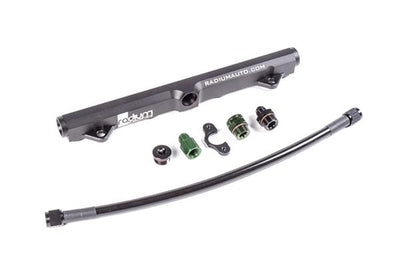 Radium Evo 8 9 fuel rail laser etched anodized finish, sold by Tuned By Shawn