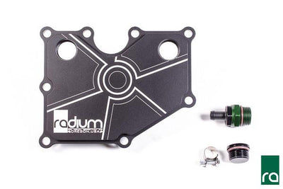 CNC machined Radium PCV plate with dual 10AN ORB ports, Tuned By Shawn