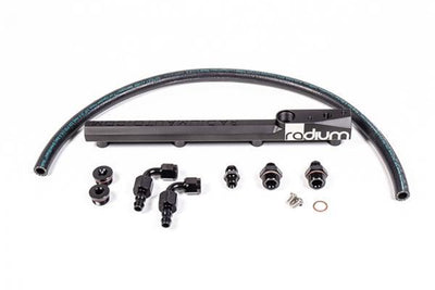 Anodized Radium B16 B18 fuel rail with ORB ports, Tuned By Shawn