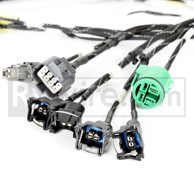 Rywire OBD1 budget tucked D and B-series engine harness in black expandable loom, photo 3