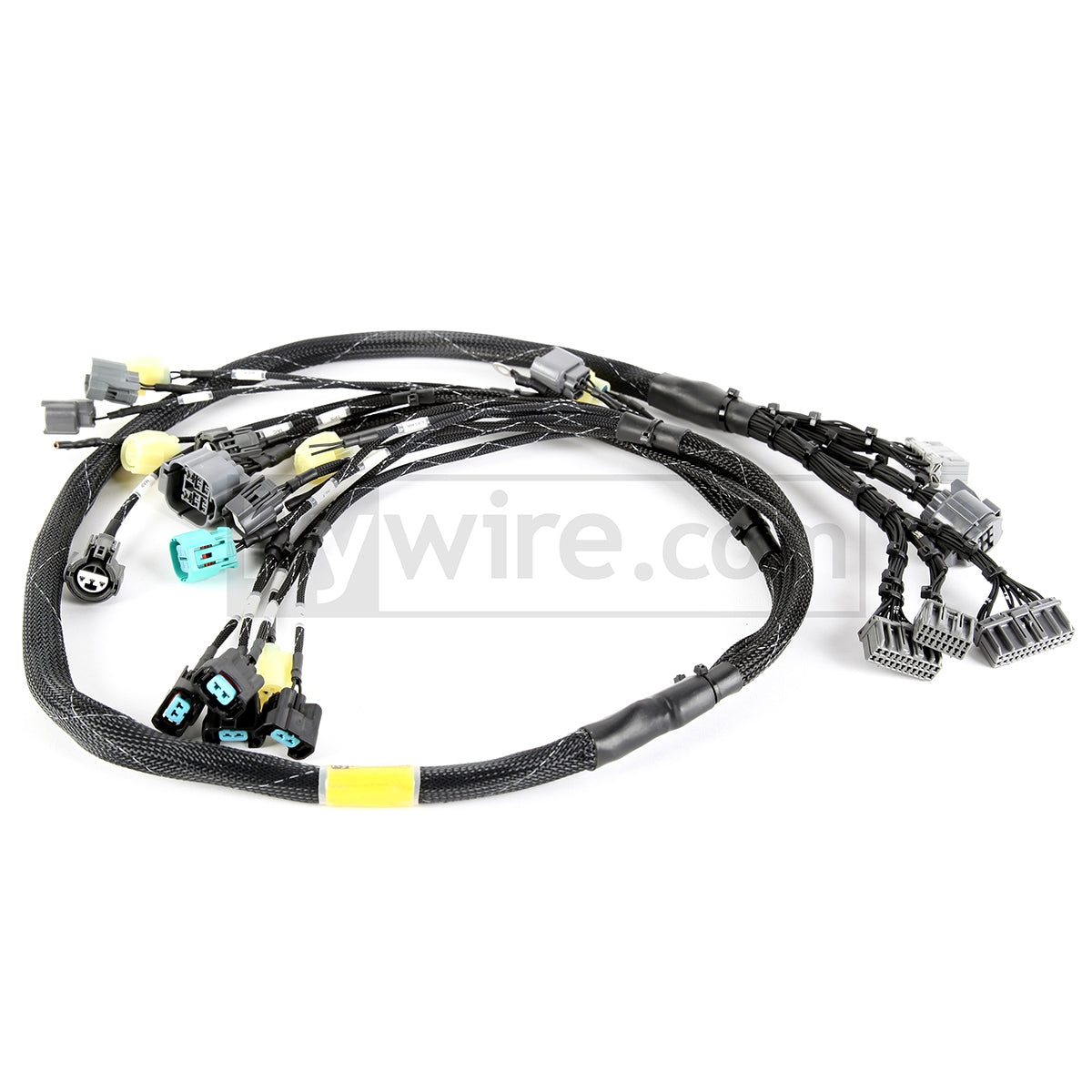 Rywire OBD2 budget tucked D and B-series engine harness in black expandable loom, sold by Tuned By Shawn