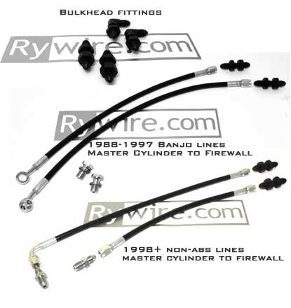 Rywire proportion valve relocation kit for Civic, CRX and Integra with black lines and fittings, photo 5