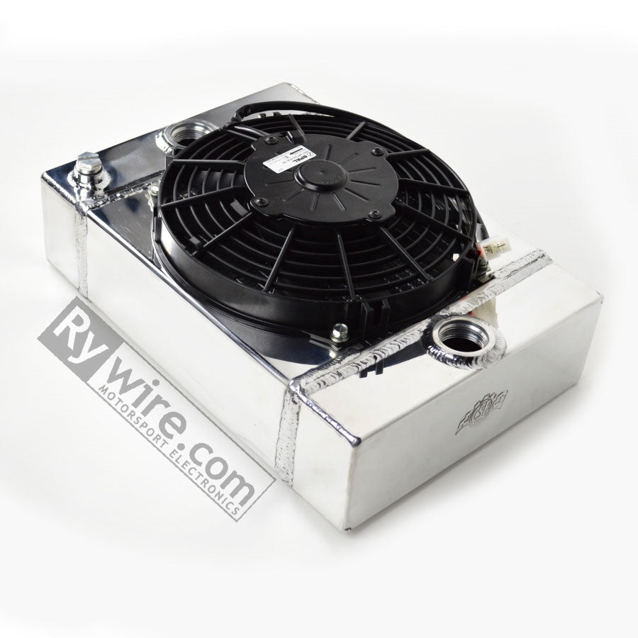 Rywire polished drag race radiator with 9-inch SPAL fan, photo 4