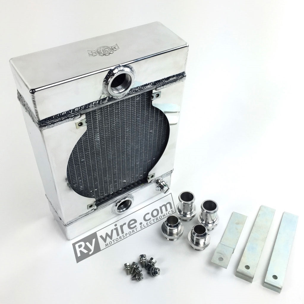 Rywire polished drag race radiator with 9-inch SPAL fan, photo 5