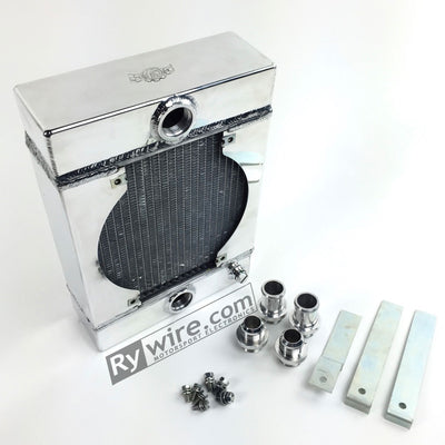 Rywire polished drag race radiator with 9-inch SPAL fan, photo 5