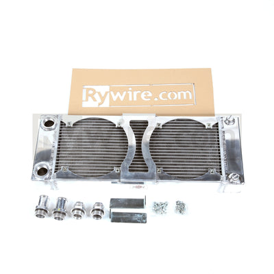 Rywire custom tucked dual-pass radiator, sold by Tuned By Shawn