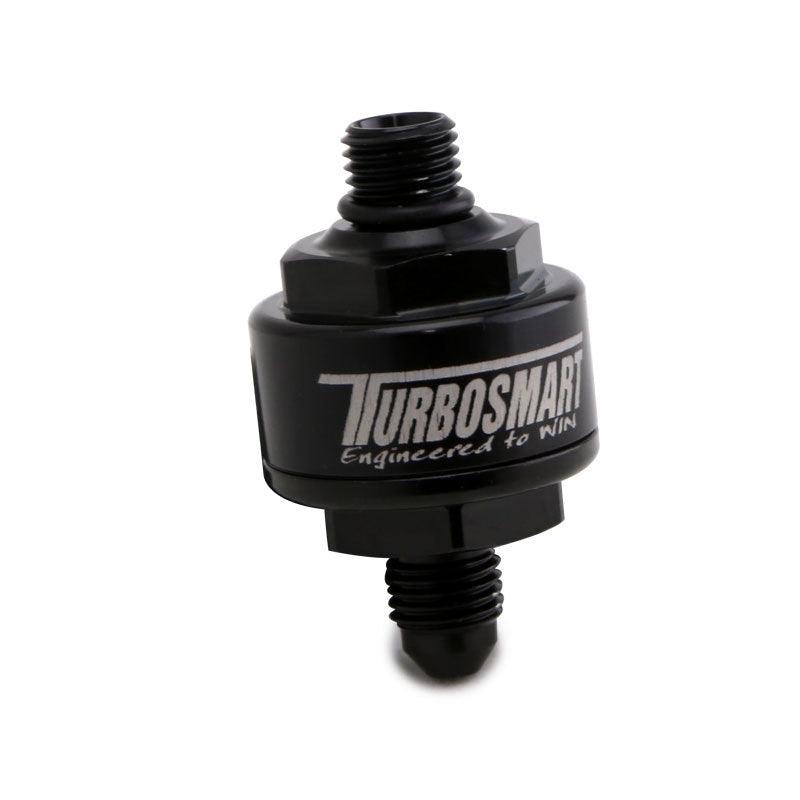 Turbosmart Billet Turbo Oil Feed Filter w/ 44 Micron Pleated Disc AN-4 Male to AN-4 ORB- Black from Tuned By Shawn