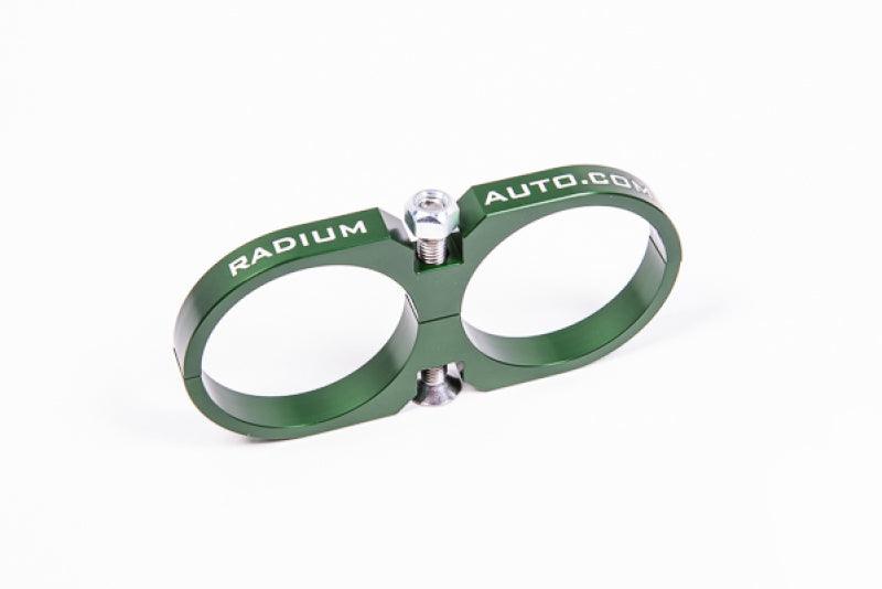 Radium Engineering 2-Piece Fuel Pump Clamp For Bosch 044 - Green W/ Logo from Tuned By Shawn