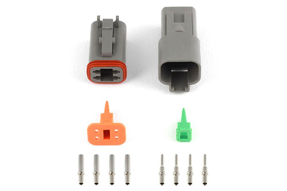 Plug and Pins Only - Matching Set of Deutsch DT-4 Connectors (DT06-4S + DT04-4P) - (13 Amp) In Stock from Tuned By Shawn