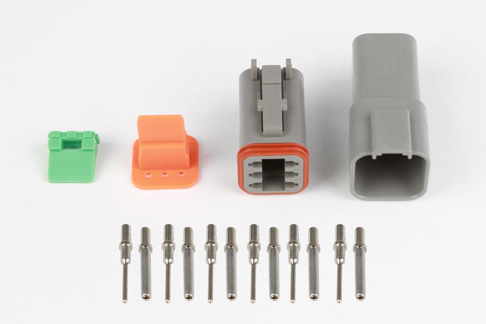 Plug and Pins Only - Matching Set of Deutsch DT-6 Connectors (DT06-6S + DT04-6P) - (13 Amp) from Tuned By Shawn